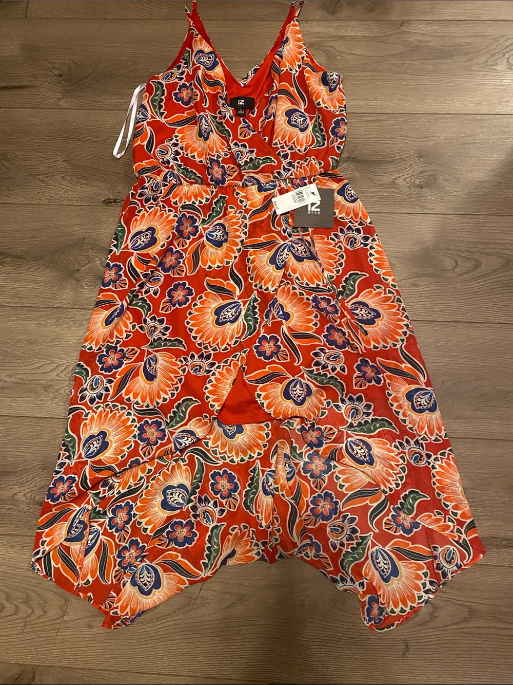Iz Byer Orange Floral Dress